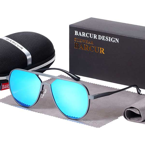 Gafas de sol de aluminio de gran tamaño BARCUR, gafas de sol polarizadas de estilo de tendencia para hombre, gafas antirreflectantes para hombre con caja de regalo