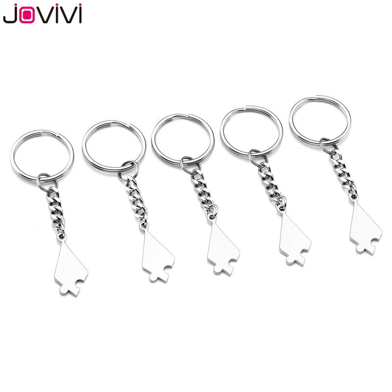 Jovivi Acero inoxidable 5/6 piezas llavero mejores amigos BFF llaveros amistad rompecabezas pieza encanto regalo llavero joyería