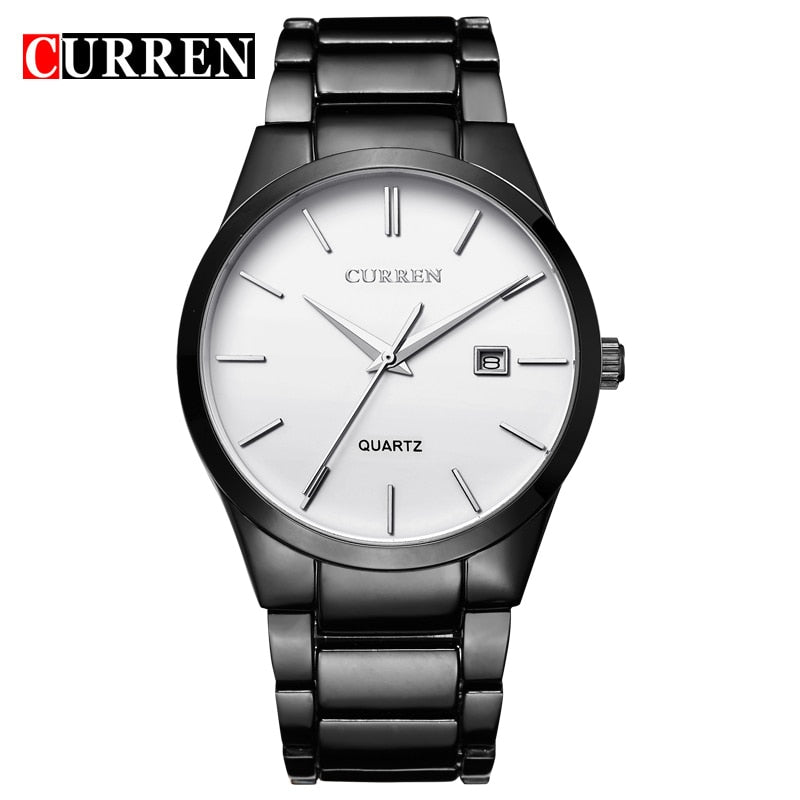 CURREN Luxury Classic Fashion Business Men Watches Display Date Quartz-watch Male Wristwatch Full Steel Clock relogio masculino