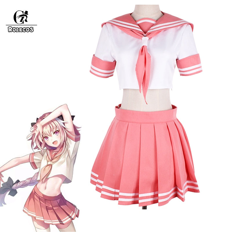 ROLECOS Fate Apocrypha Cosplay Costume Astolfo Uniform Cosplay FGO School Pink Uniform for Girl FGO Costume Women