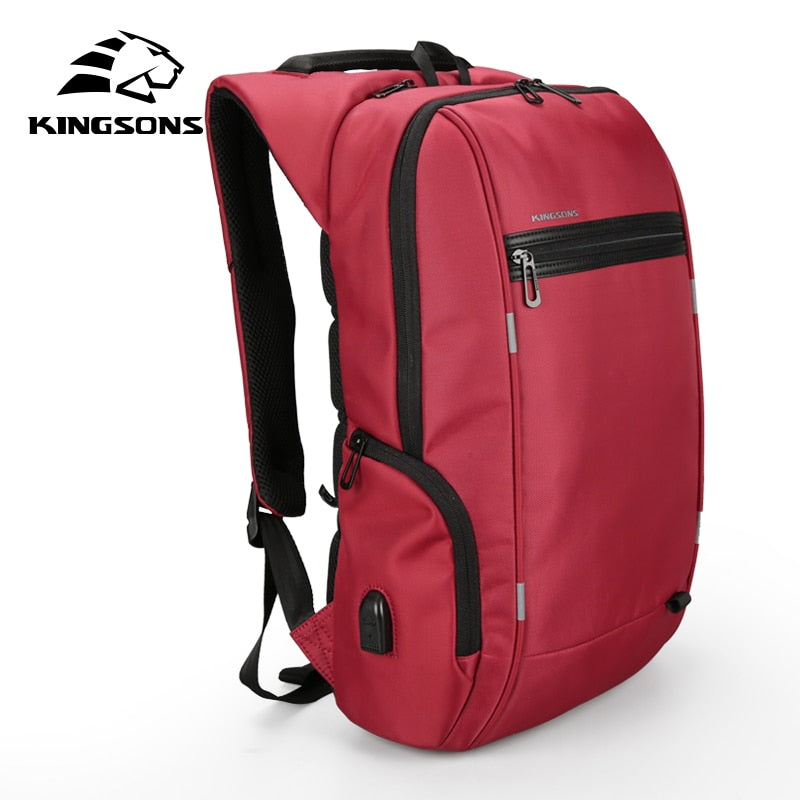 Mochila para ordenador portátil Kingsons de 15 "y 17", mochilas para ordenador con carga USB externa, bolsas impermeables antirrobo para hombres y mujeres