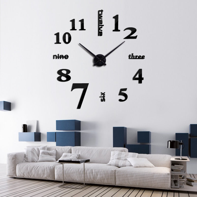 New arrival quartz diy modern clocks needle acrylic watches big  wall clock mirror sticker living room decor free shipping