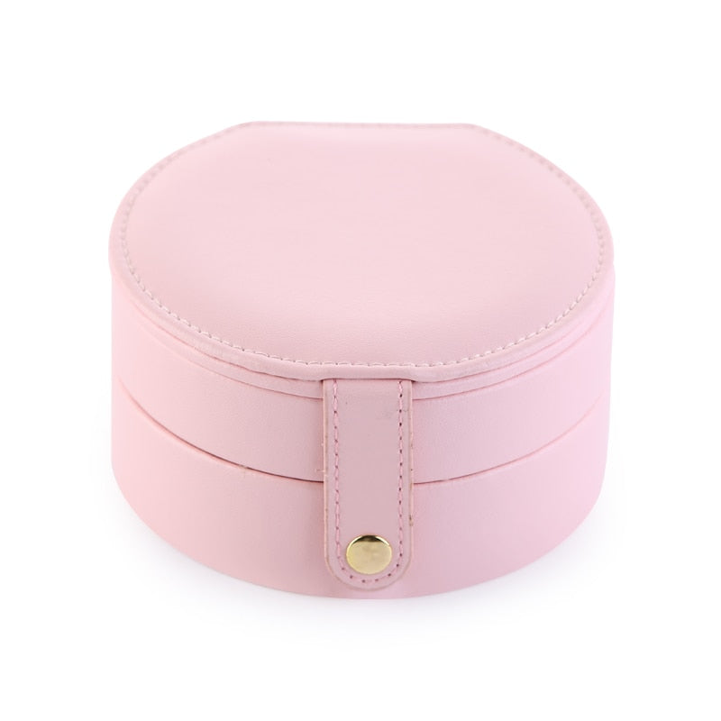 New Portable Leather Jewelry Box Princess European Korean Simple Small Mini Earrings Rings Storage Case Hot Sell