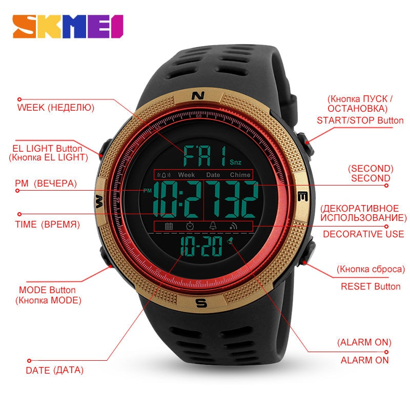 SKMEI Herrenuhren Sport Countdown Double Time Watch Alarm Chrono Digital Armbanduhren Man Clock Wasserdicht Relogio Masculino