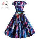 Pumpkin Print Halloween Women 2022 Summer O Neck Short Sleeve Party Robe Femme Elegant Vintage Dresses