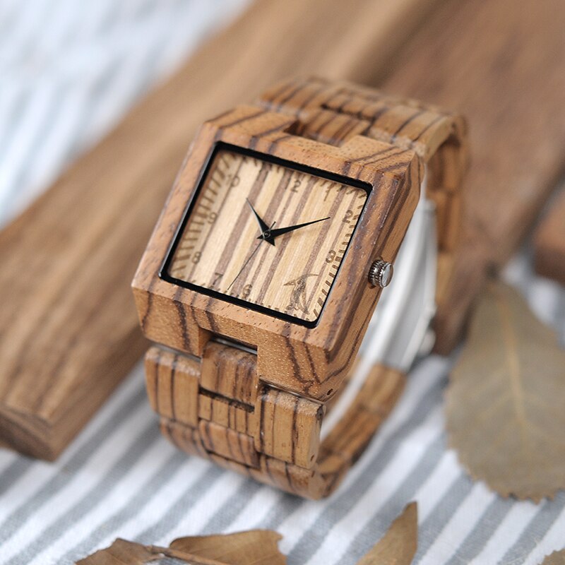 BOBO BIRD Timepieces Bamboo Wooden Men Watches Top Luxury Brand Rectangle Design Wood Band Watch for men