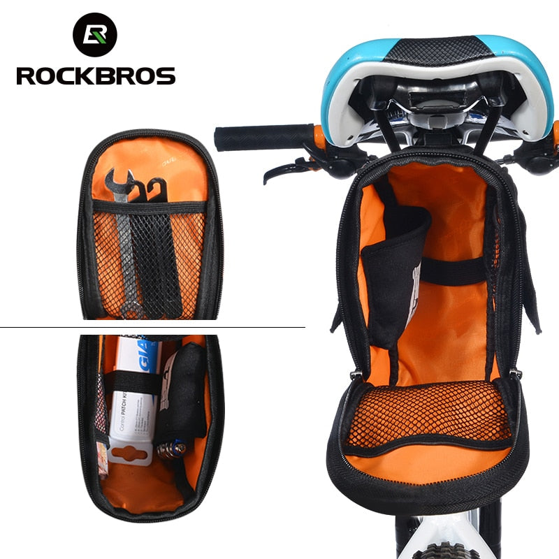 ROCKBROS  Rainproof Nylon Bike Saddle Bag MTB Bike Rear Front Bag Outdoor Cycling Mountain Bike Back Seat Tail Pouch Package