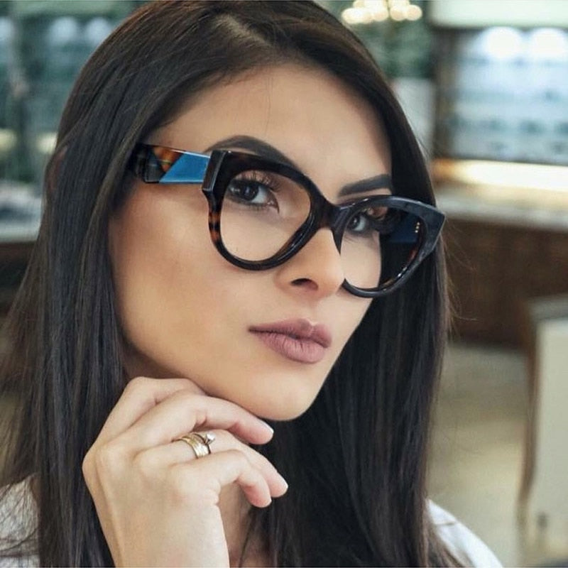 Gafas ópticas de acetato para mujer, montura de gran tamaño a la moda con borde grande, gafas para mujer, montura de gafas graduadas