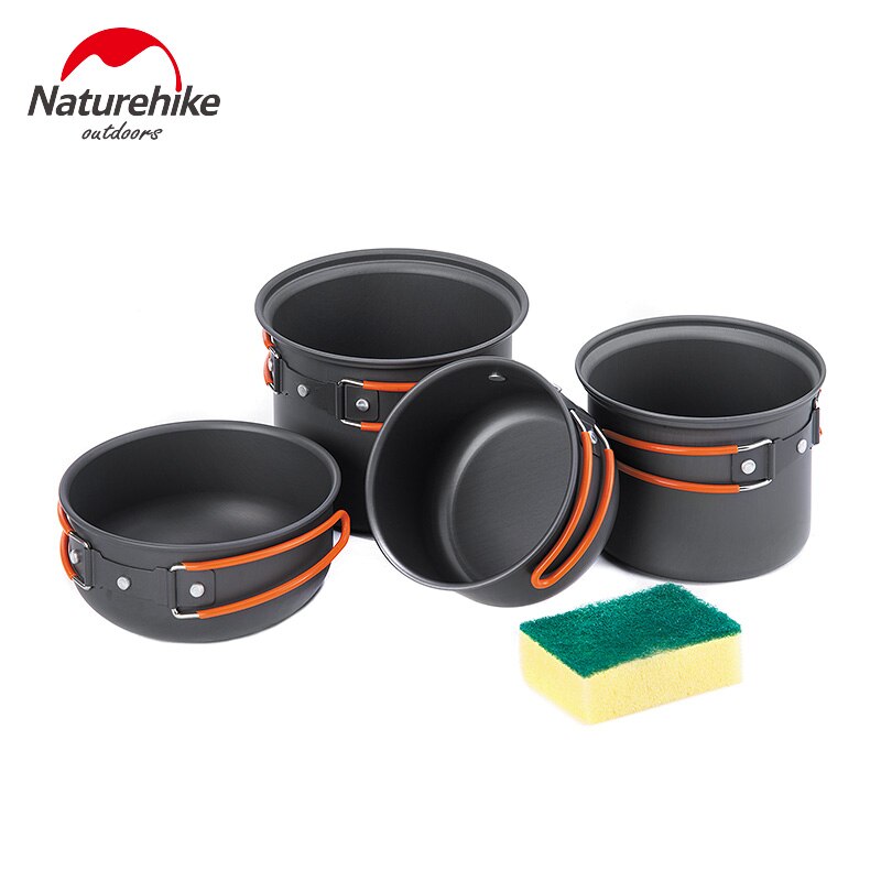 Naturehike Camping-Topf-Sets für 2–3 Personen, tragbares Outdoor-Kochgeschirr, Picknick-Topf, Pfanne, Picknick-Schüssel, Reisegeschirr-Kits NH15T401-G