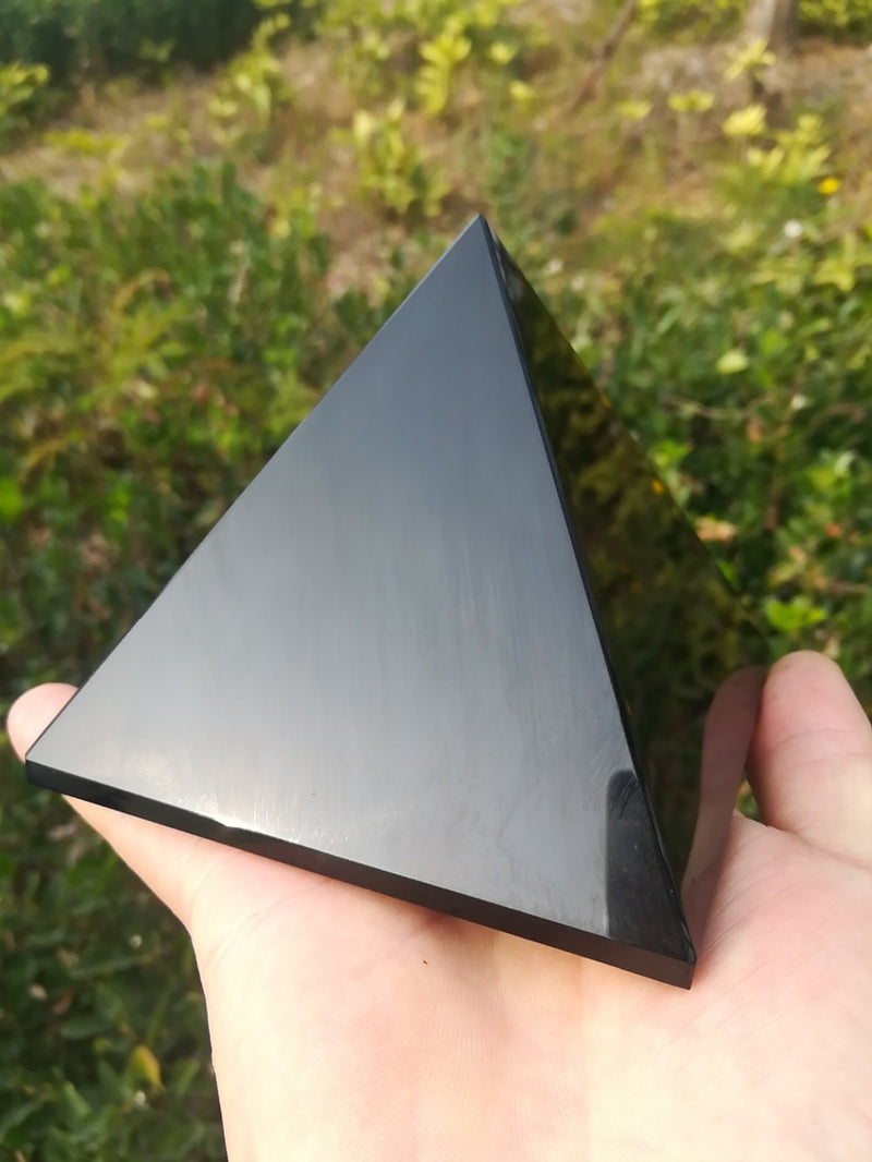 4-10cm Black Obsidian Healing Pyramid Natural Mineral Triangled Crystal Point wholesale