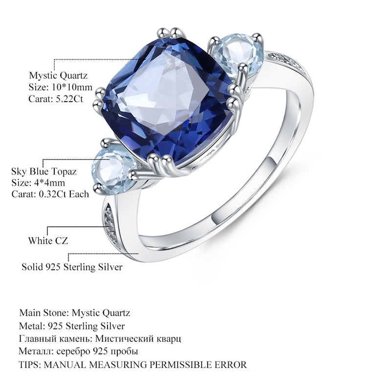 Gem's Ballet 5,22 Karat Iolite Blue Mystic Quartz Sky Blue Topaz Ringe AU750 585 14K 10K 18K Gold 925 Silber Ring Schmuck für Frauen