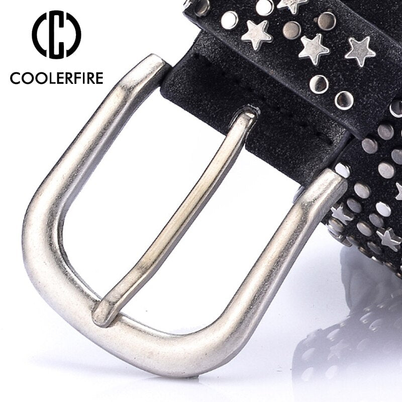 COOLERFIRE Hot New Sale High Quality Luxury Rivet Inlay Ancient Belt For Women Pin Buckle Waist  Women Belt LB021
