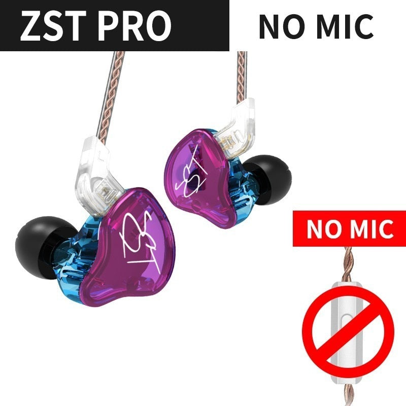 KZ ZST Auriculares Bluetooth 1DD + 1BA Driver Dynamic &amp; Armature in Ear Monitores Aislamiento de ruido HiFi Música Deportes Auriculares Auriculares