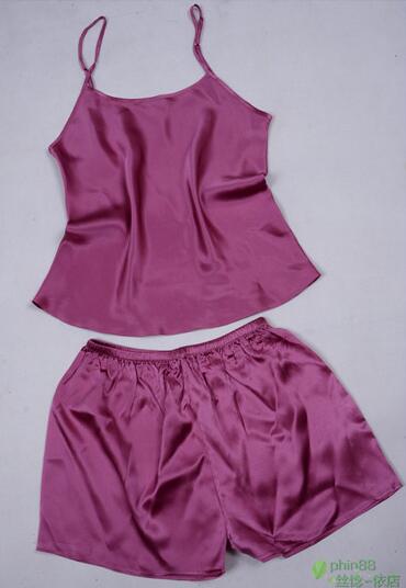 Women 100% Natural Silk 16 momme satin silk Camisole with Shorts Pajama Set Sleepwear M-2XL YM004