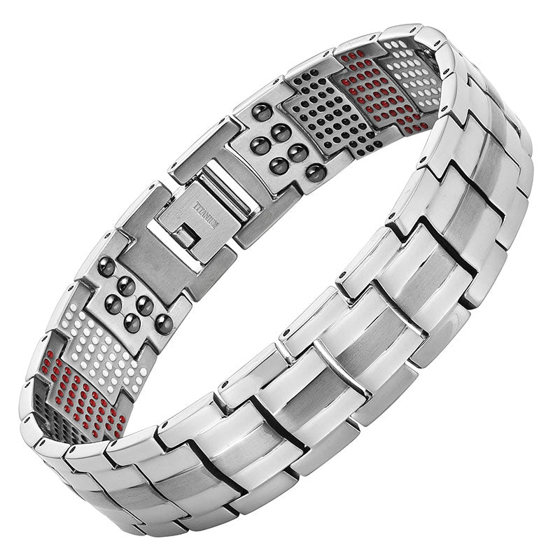Vivari Men's Health Magnetic Bracelet For Men Silver Plated Pure Titanium Bangle Magnetic Ion Germanium Far Infar Red Bracelets