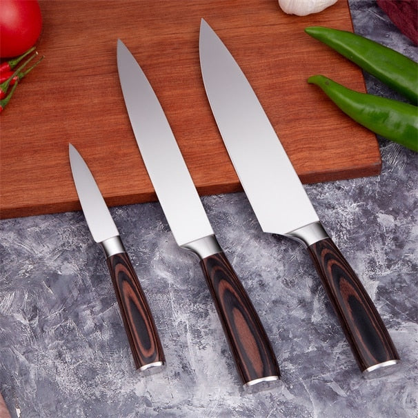 Mokithand Kitchen Knife Set Professional Japanese Chef Knives 7CR17 High Carbon Stainless Steel Meat Santoku Paring Knife