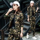 2022 Damen Baumwoll-Freizeit-Frühlings-Tarnanzug, Armeegrün, zweiteiliges Set 3XL 4XL 5XL Herbst-Survetement-Kleidung