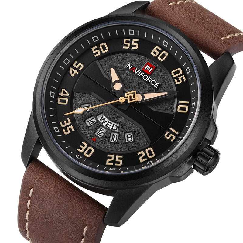 Nueva marca de lujo NAVIFORCE, relojes deportivos de moda para hombre, reloj de cuarzo para hombre, reloj de pulsera militar del ejército de cuero para hombre, reloj masculino