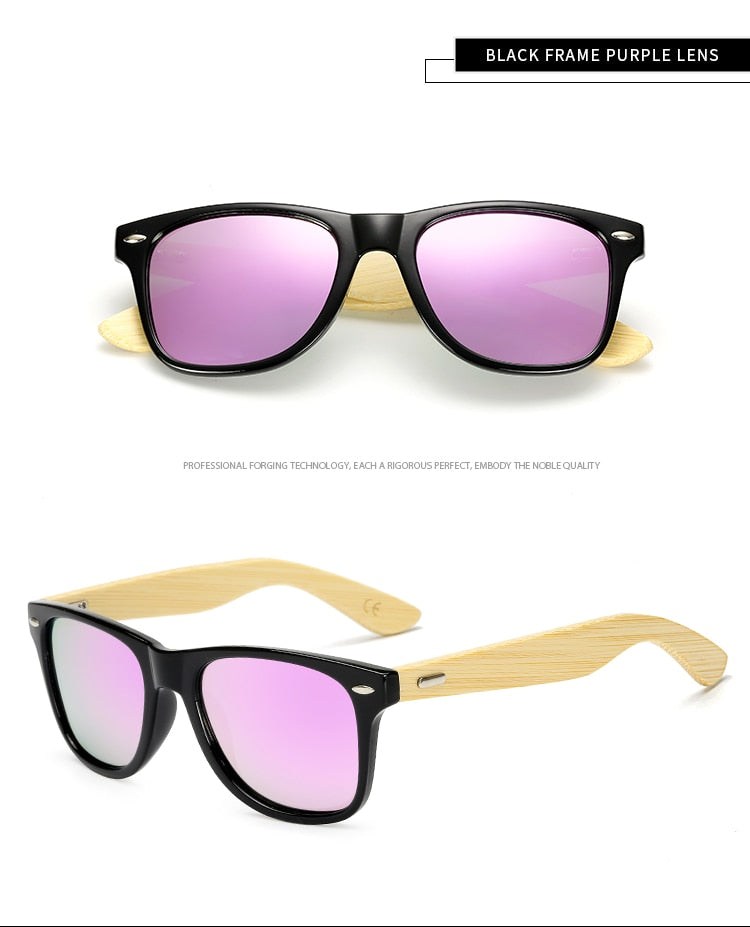 Gafas de sol de bambú de madera polarizada LongKeeper para mujer, diseño de marca para hombre, gafas de sol con brazos de madera reales, lentes de espejo, Gafas de sol