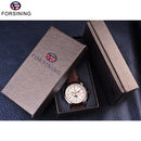 Forsining Moon Phase Shanghai Movement Rose Gold Case Brown Leather Strap Men Watch Top Brand Luxury Automatic Self Wind Watch