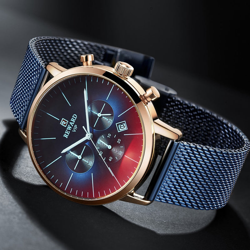 2022 nuevo reloj de cristal brillante de Color a la moda para hombre, cronógrafo de marca de lujo, reloj de negocios de acero inoxidable para hombre, reloj de pulsera para hombre