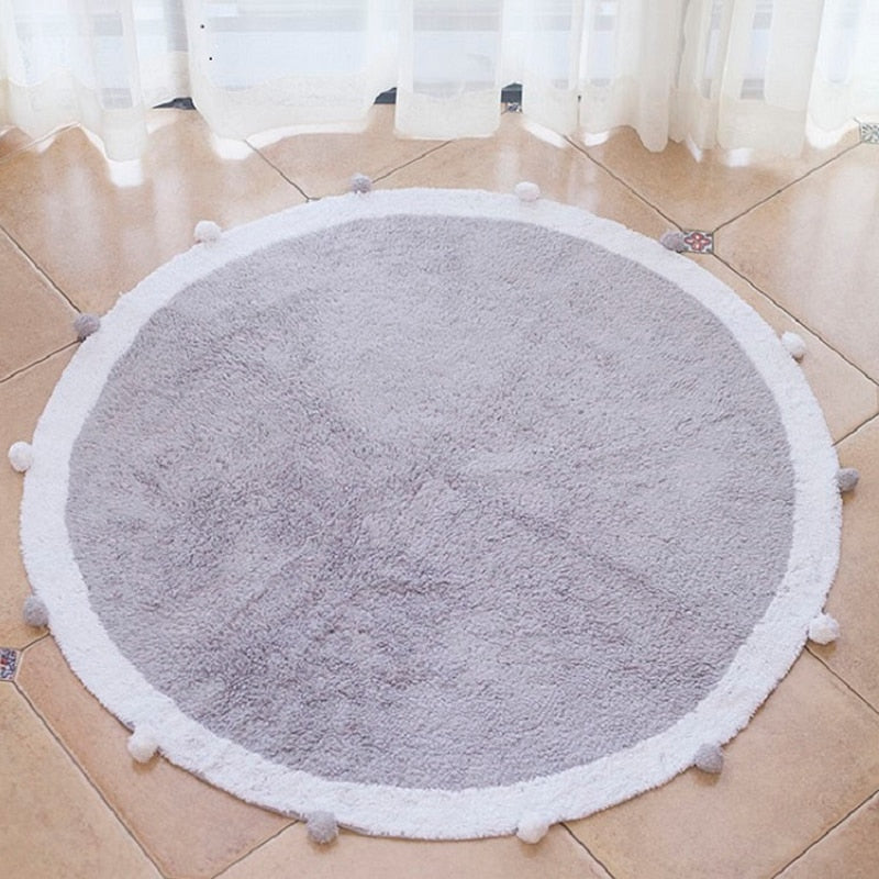 Round Rug Tapete Infantil Nordic Soft Cotton Fluffy Floor Mat Rugs Kilim for Baby Children Bedroom Living Room Pink Grey Blue