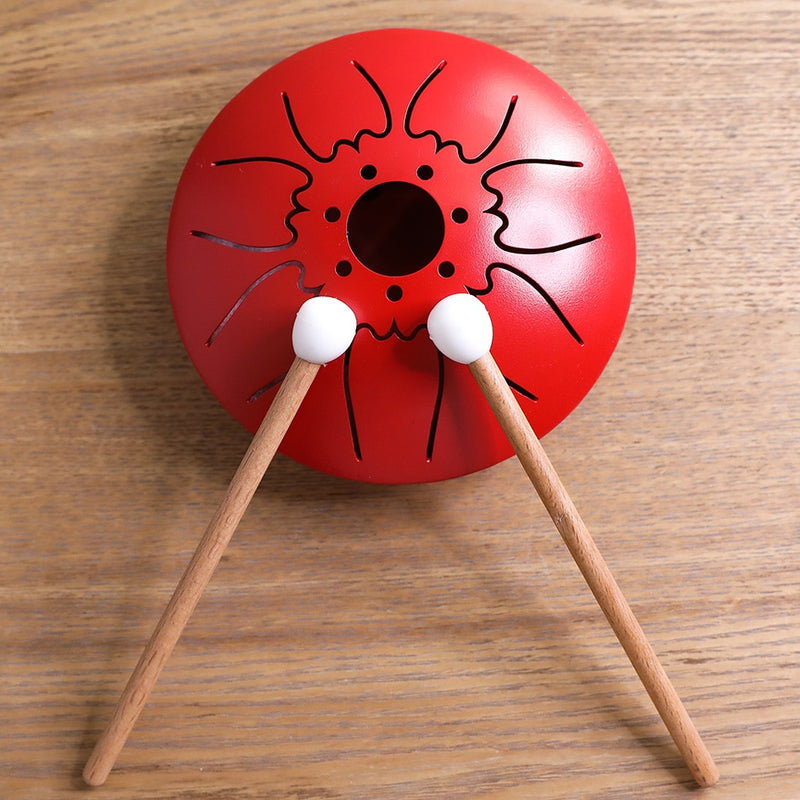 5 Inch Tongue Drum Mini 7-Tone Steel Tongue Drum C Key Hand Pan Drum with Drum Mallets Carry Bag Percussion Instrument