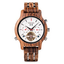 BOBO BIRD Esqueleto automático Relojes mecánicos Hombres Reloj de lujo de madera Auto viento relógio masculino automático