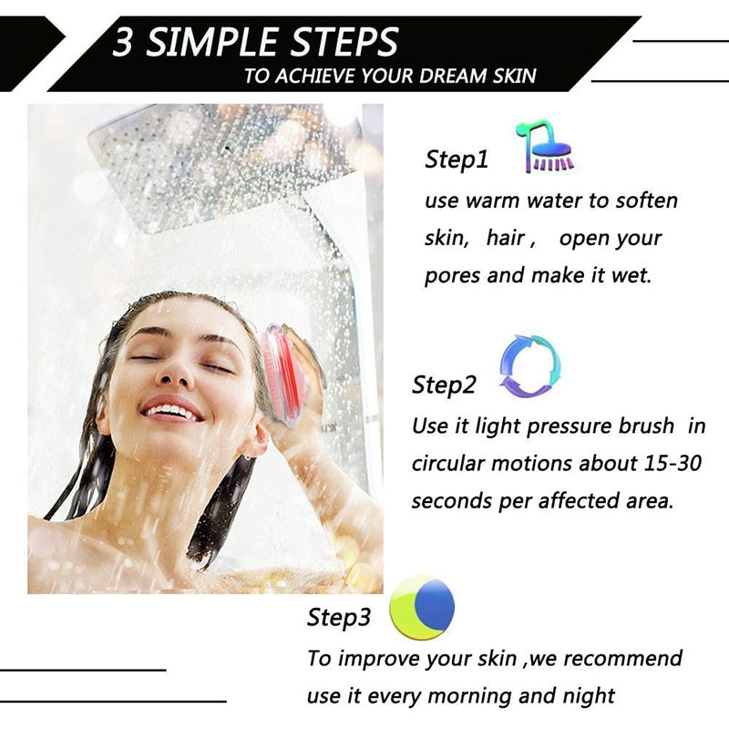 Exfoliating Shower Brush Hair Massage Comb Scalp Massager Ingrown Hair and Razor Bump Treatment Body Scrub Tool for Man & Woman