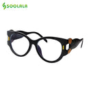 SOOLALA Anti Blue Light Reading Glasses Women Hyperopia Presbyopic Big Frame Wide Arms Cat Eye Women Glasses With Diopter