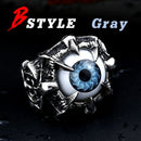 BEIER Wholesale New Fashion Cool Warrior helmet Claw Vivid Eyeball Rings with skull For Man Punk Biker Viking jewelry BR8-203