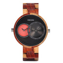 BOBO BIRD Ultra Thin Men Watch Original Wood Watches 2 Time Zone Display Quartz Wristwatch horloges mannen