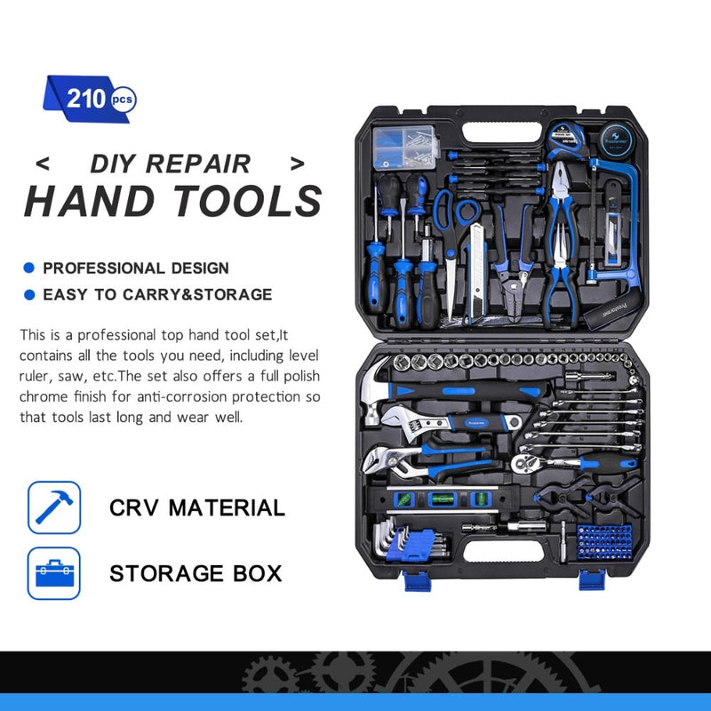 49/120/148/210 PCS Ratchet Wrench Hand Tools Set Combination Socket Adapter Kit Spanner Set General Household Wrench Set Tool