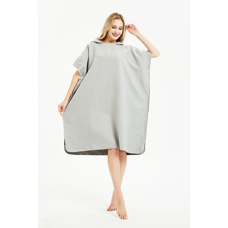 Mikrofaser-Neoprenanzug, schnell trocknend, Umkleide-Poncho-Handtuch mit Kapuze für Schwimmen, Strand, Leichtgewicht, Strand-Surf-Poncho