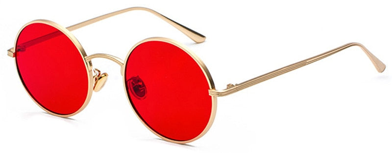 Peekaboo gold round metal frame sunglasses men retro 2018 summer style women red lens sun glasses unisex yellow pink black