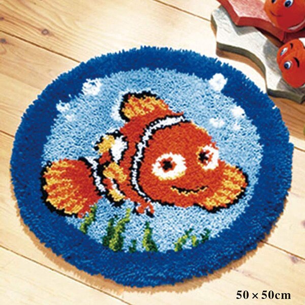 DIY Latch Hook Rug Kits Crocheting Yarn Cushion Carpet Cover Floor Mat 3D Cartoon Flower Sewing Needlework for Adults Kids Gift