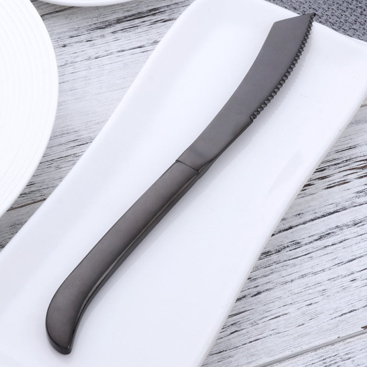 4/6/8pcs Stainless Steel Rainbow Steak Knife Sharp Table Knives Set Restaurant Cutlery Dinner Knife Black Dinnerware Set