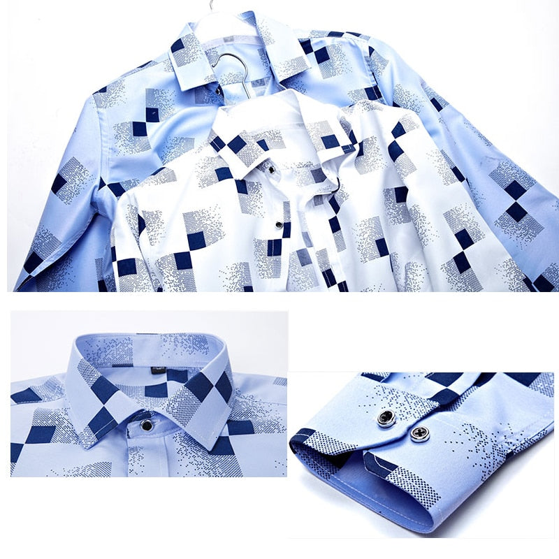 MIACAWOR New 2022 Brand Design Men Shirt Spring Long Sleeve Casual Shirt Fashion Print Chemise Homme Camisa Masculina C419