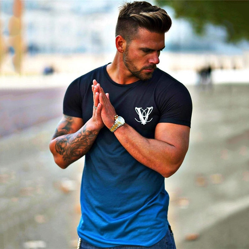 2019 New Brand Clothing Gyms Tight Cotton T-shirt Mens Fitness T-shirt Homme Gyms T Shirt Men Fitness Summer Tees Tops