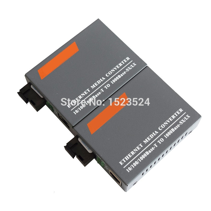 1 par HTB-GS-03 A/B Convertidor de medios de fibra óptica Gigabit 1000Mbps Modo único Puerto SC de fibra 20KM Fuente de alimentación externa