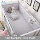5pcs Cotton Grey Baby Bed Bumper Cot Anti-bumper Newborn Crib Liner Sets Safe Pad Babies Crib Bumpers Bed Cover for Boy and Girl
