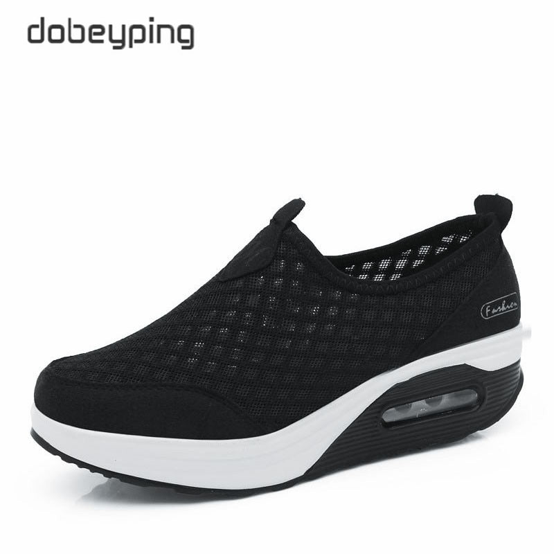 Dobeyping, primavera otoño, zapatos informales para mujer, zapatos planos de malla de aire para mujer, zapatillas de deporte de plataforma plana para mujer, calzado de cuña para mujer