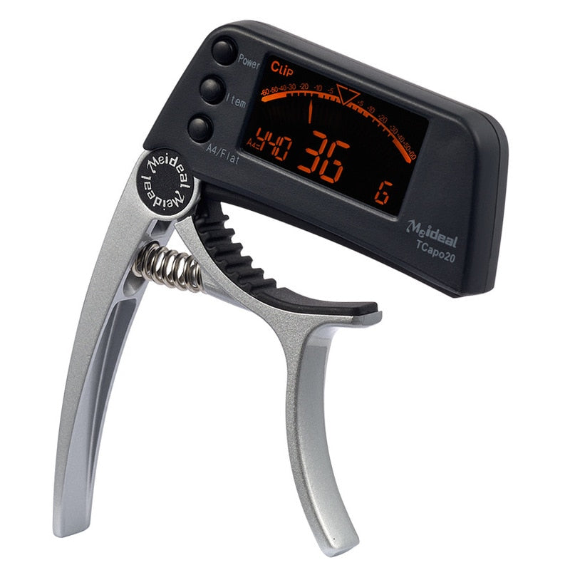 TCapo20 Afinador de guitarra acústica Capo Guitar Capofret 2 en 1 Capo Tuner Metal para guitarra eléctrica Bajo Piezas cromáticas