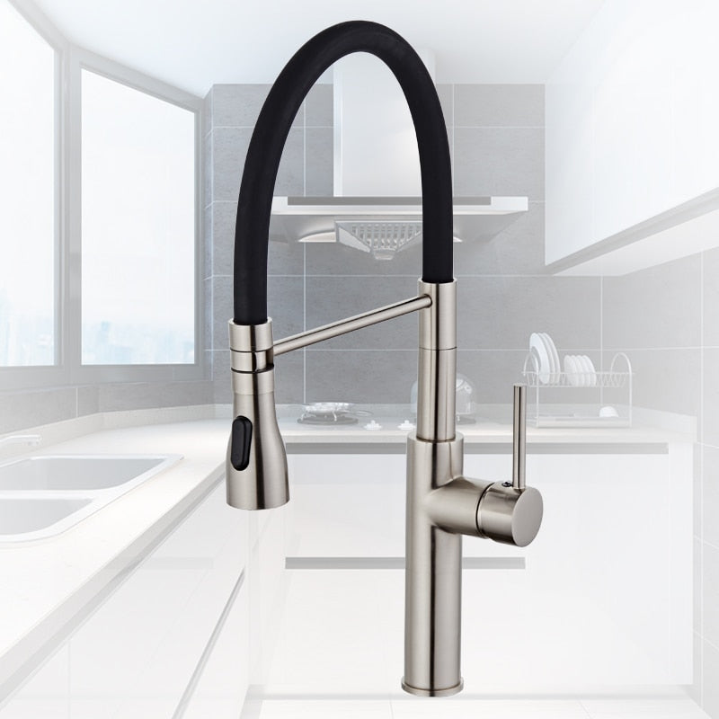 Kitchen Faucets Chrome Kitchen Sink Crane Deck Mount Pull Down Dual Sprayer Nozzle Torneira De Cozinha Mixer Water Taps LK-9910