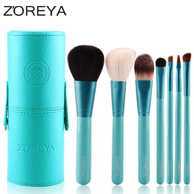 Zoreya 7pcs Natural Goat Hair Makeup Brushes Set Powder lot pinceaux maquillage Cosmetic tool MakeUp Brush Organizer 40