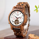 BOBO BIRD Esqueleto automático Relojes mecánicos Hombres Reloj de lujo de madera Auto viento relógio masculino automático