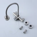 Stainless Steel Wall Mounted Kitchen Faucet Wall Kitchen Mixers Kitchen Sink Tap 360 Degree Swivel Flexible Hose Double Holes