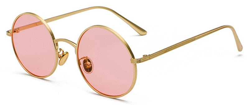 Peekaboo gold round metal frame sunglasses men retro 2018 summer style women red lens sun glasses unisex yellow pink black