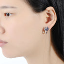 SANTUZZA Silberohrringe Damen Rein 925 Sterling Silber Blau Rosa Stern Blume Zirkonia Trendy Modeschmuck