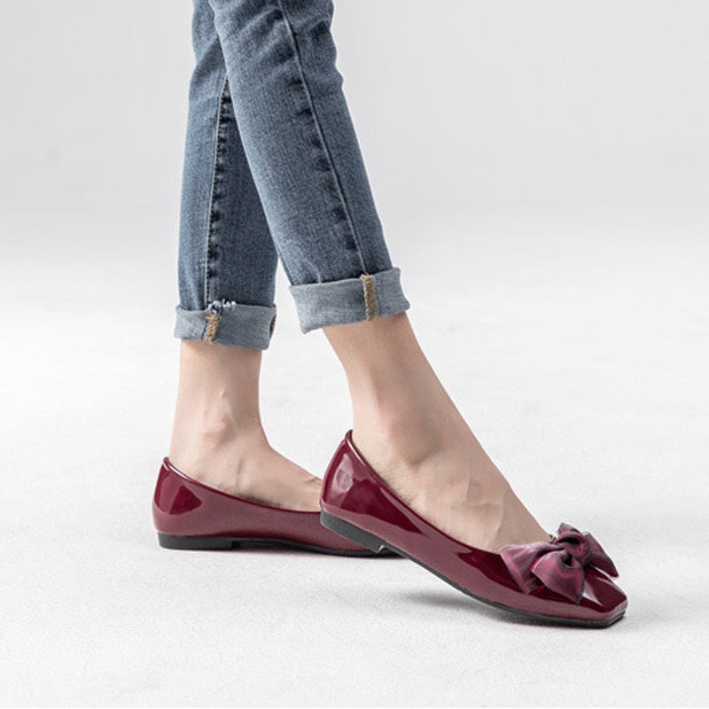 CEYANEAO2019 Frühling Neue Mode Luxus Frauen Weiche Flache Schmetterlingsknoten Ballerinas Große Größe Low Heels Designer ShoesE1129